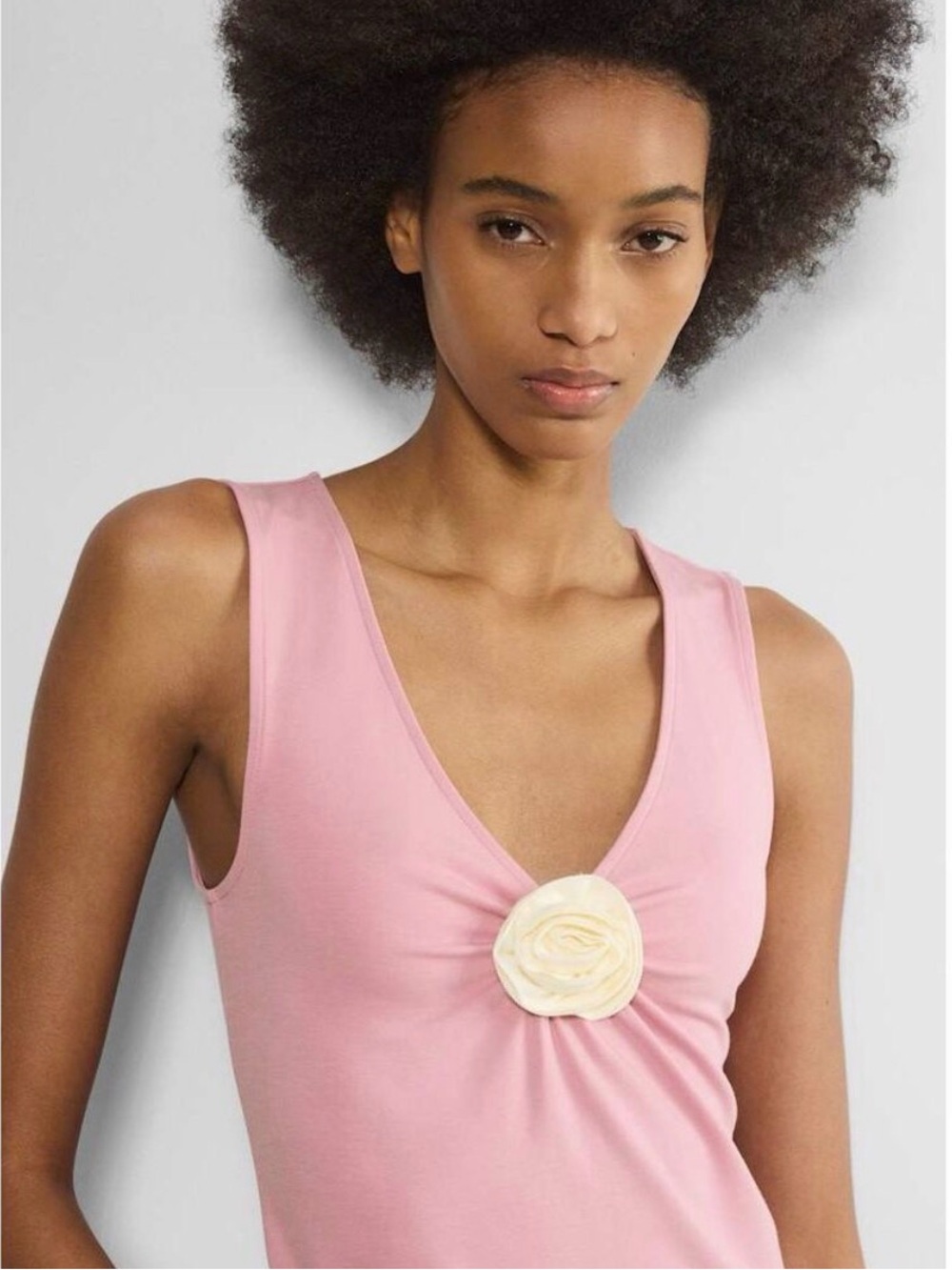 NWOT Aritzia Wilfred Goodlux Bloom Pink Tank Top with Center Rosette XL Womens - Picture 5 of 13